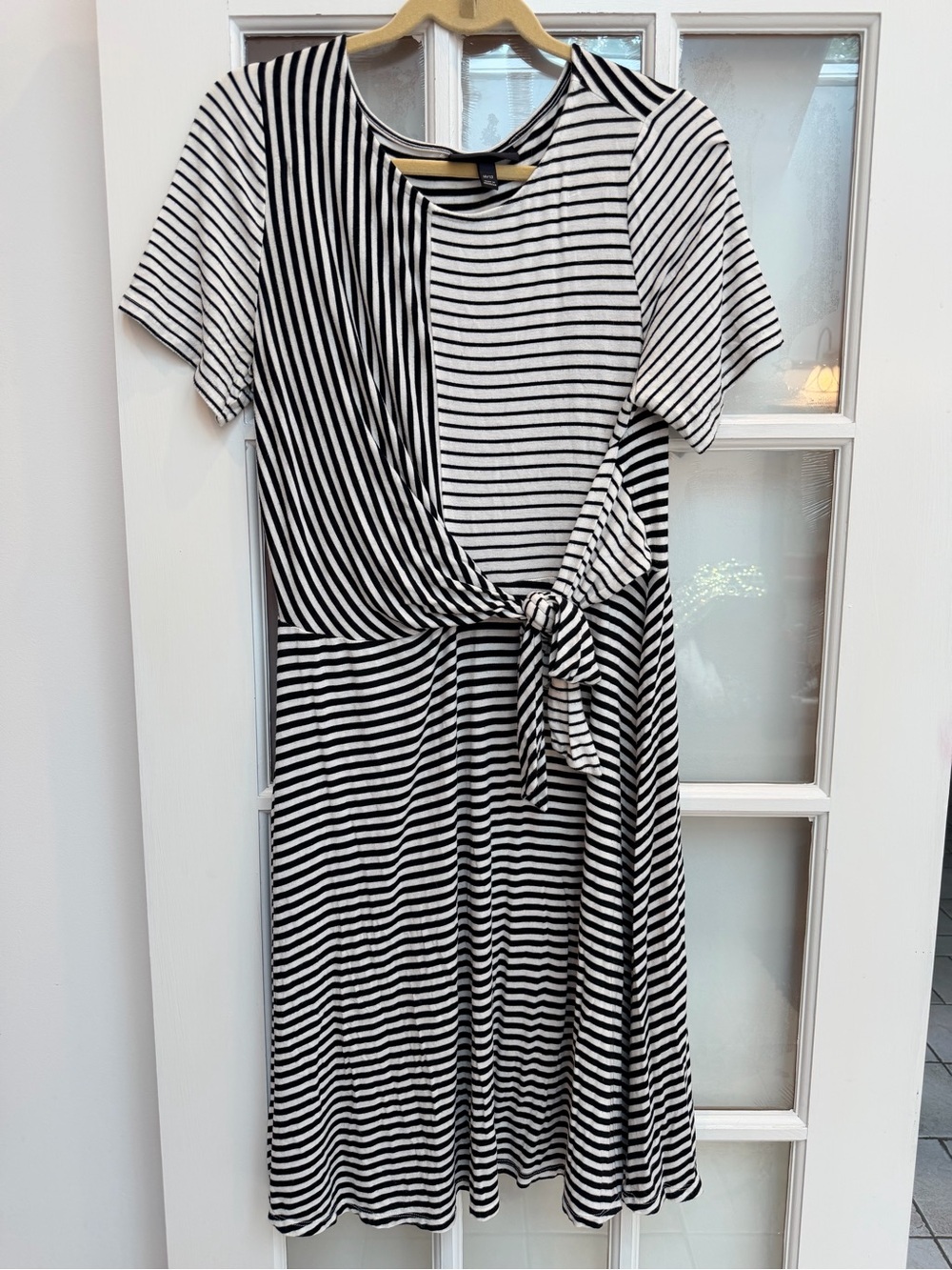Lane Bryant Chic Black & White Striped Tie-Front Women's Dress Size Medium 10 12